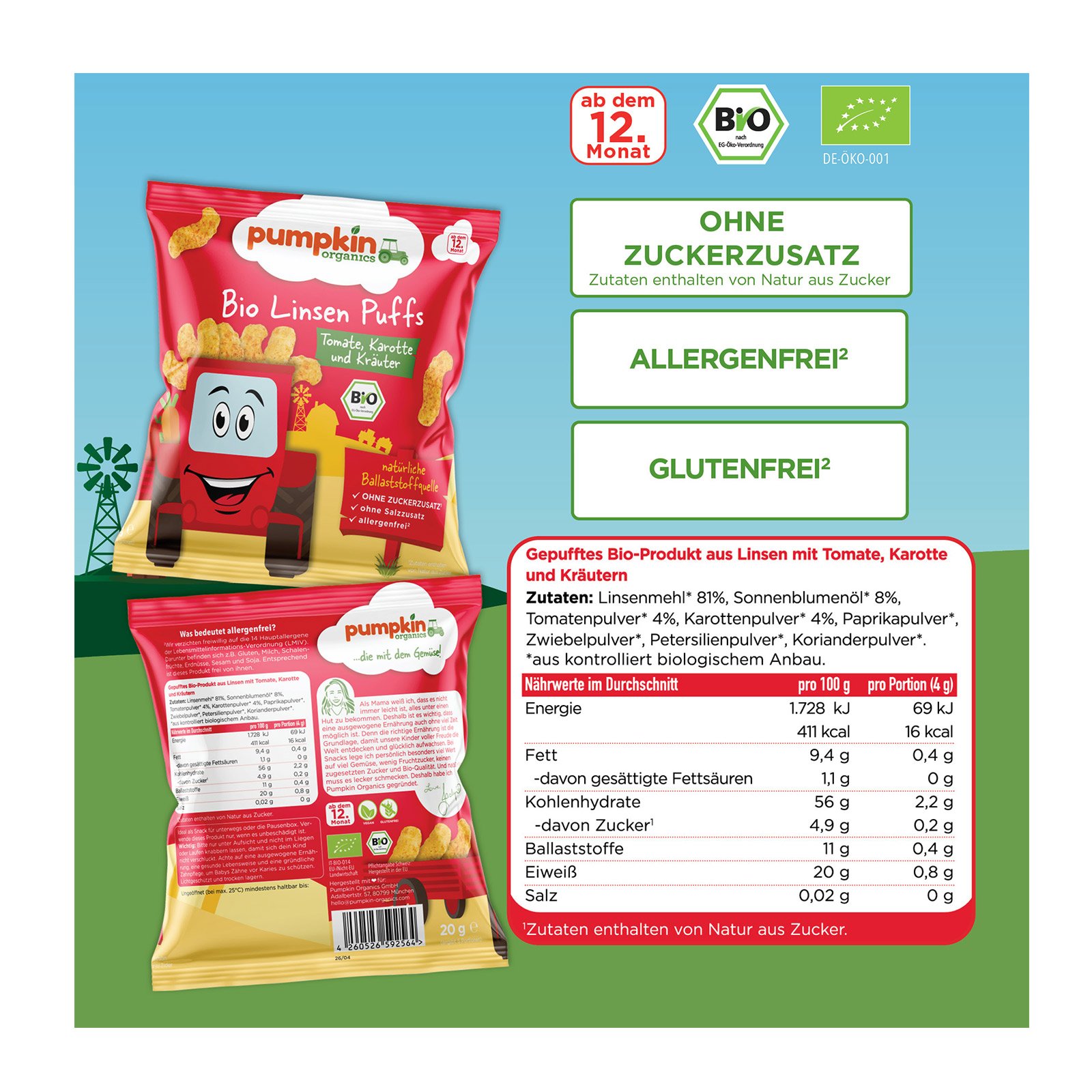 Pumpkin Organics Bio Linsen Puffs