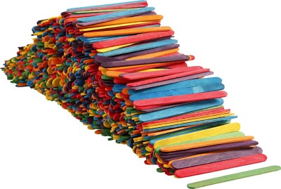 Træpinde - L 11,4 CM - B 10 MM - Assorterede Farver - 1000 Stk