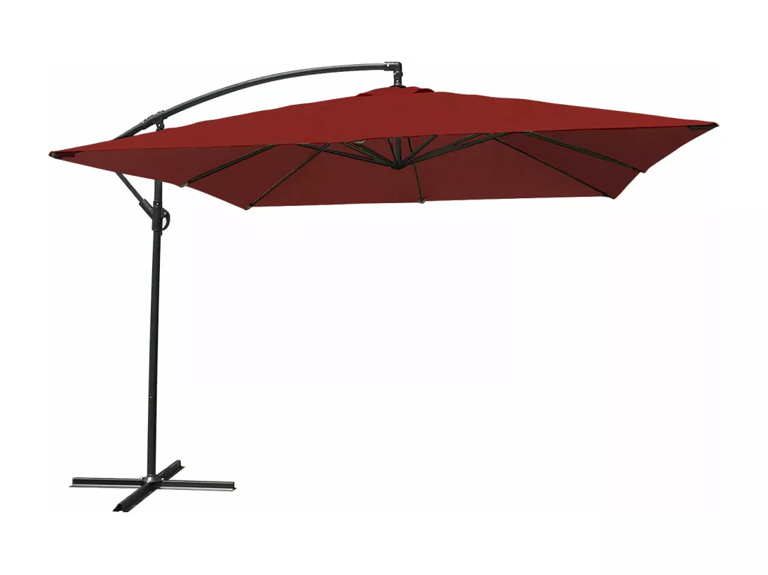 Parasol déporté MOLOKAI carré 2,7x2,7m rouge - HAPPY GARDEN