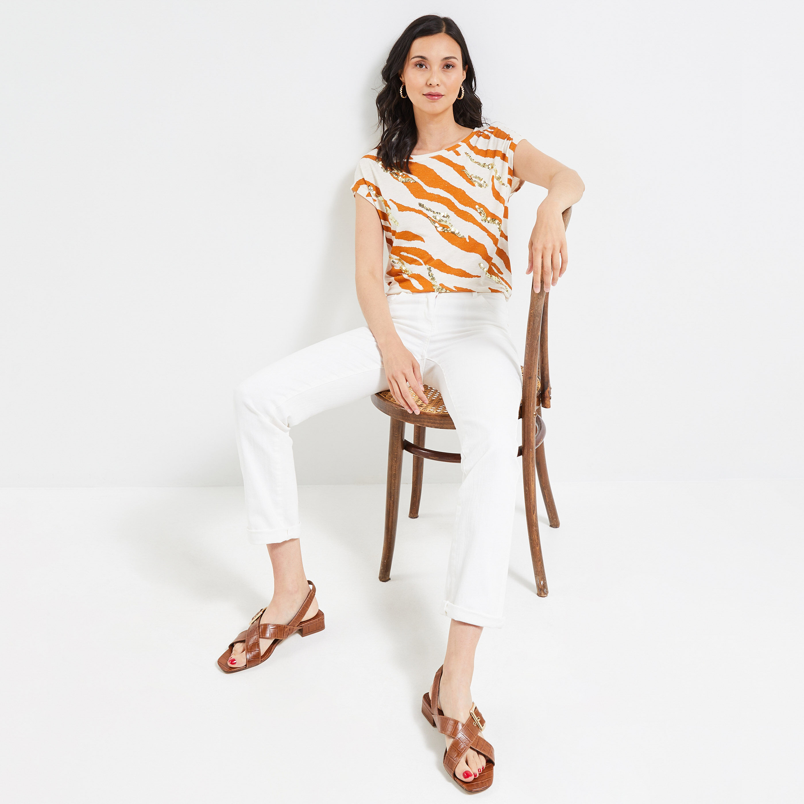 Tshirt imprimé femme - BEIGE