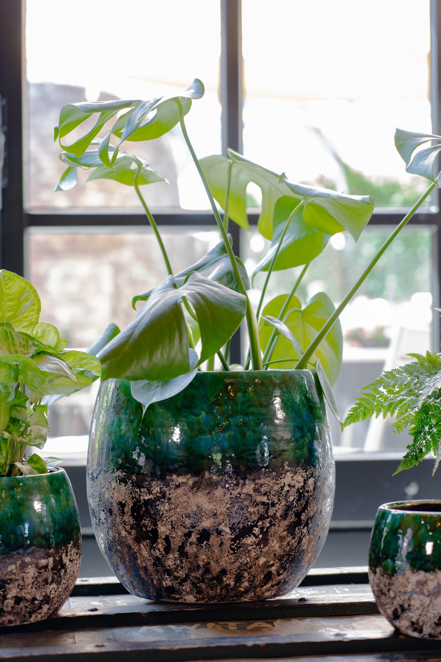 TS bloempot Lindy groen / zwart D 19 H 16 cm