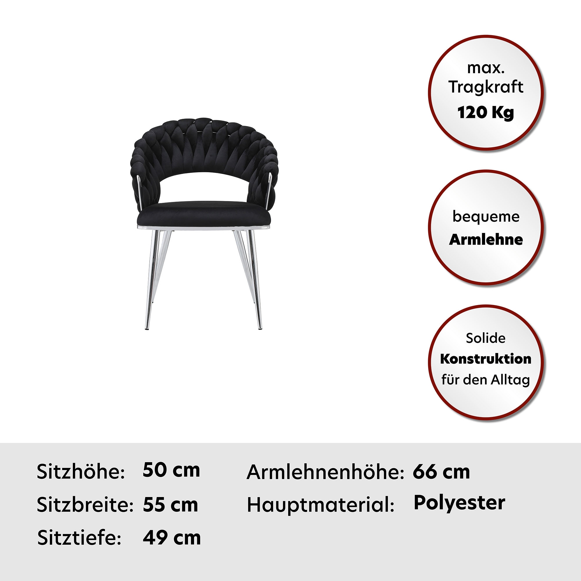 Kayoom Polsterstuhl »Stuhl Finesse 125 2er-Set, TOPSELLER! Flechtverarbeitung am Rücken« (Set) 2 Stk.2-er Set, angesagter Flechtoptik, bequem und stabil