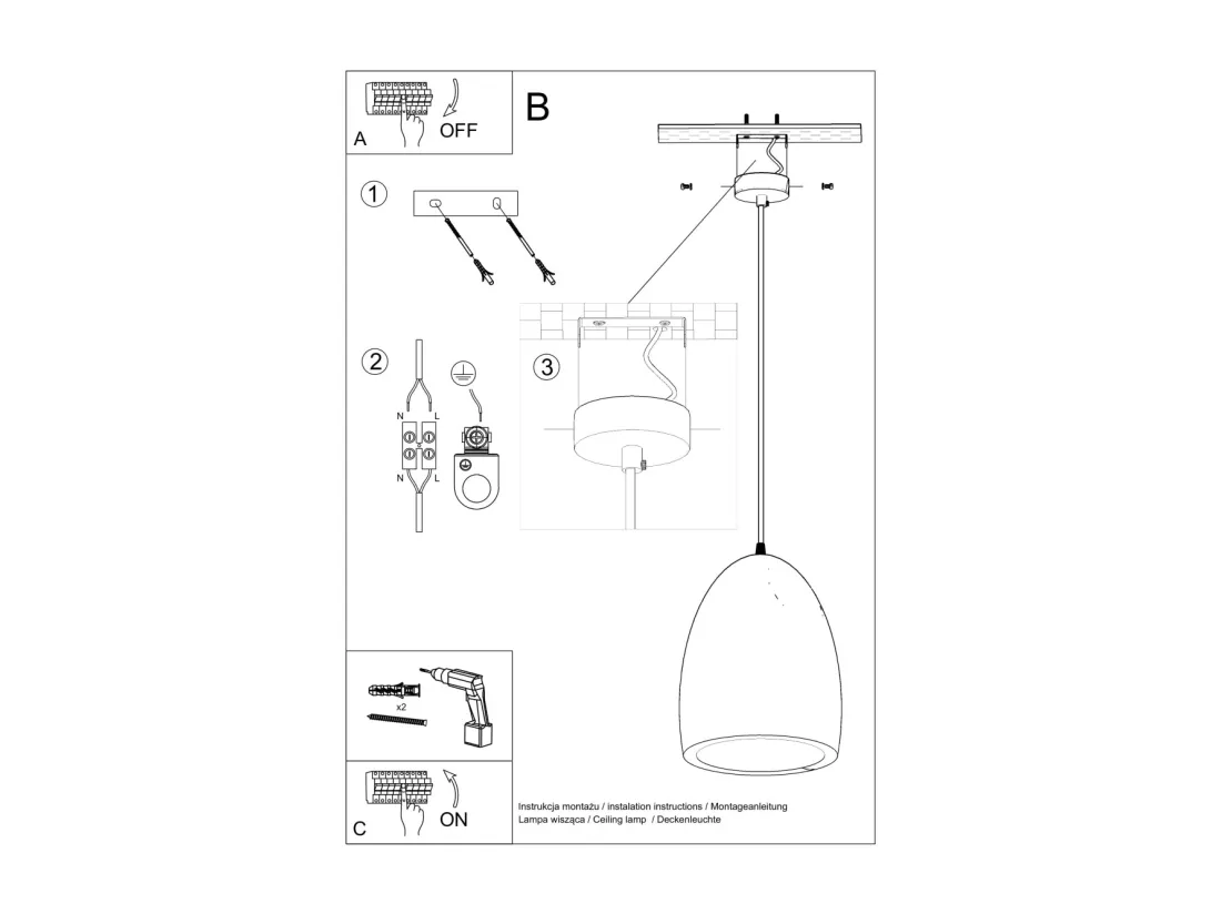 Sollux BUKANO Suspension Dome Céramique Blanc E27