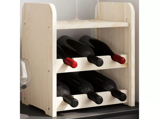 Casier à vin avec panneau supérieur 33x25x37 bois pin massif