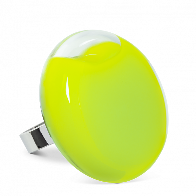Bague en verre soufflé - Platine Giga Milk