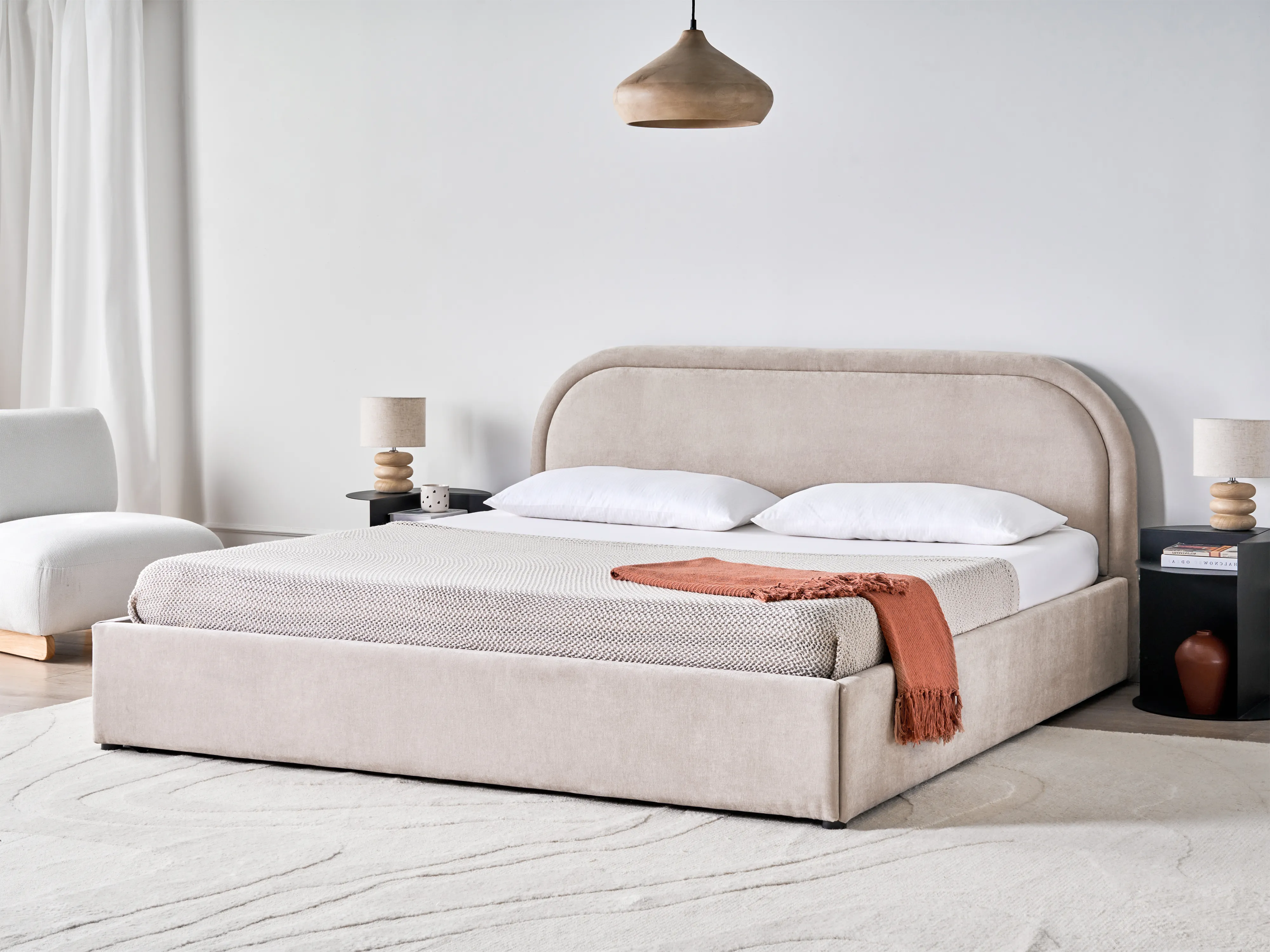 Bed met opbergruimte Chenille QUILLIEN 180 x 200 cm Taupe