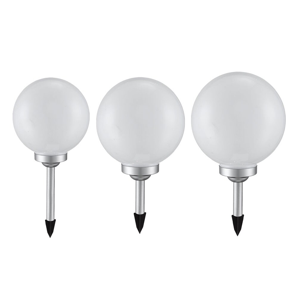 3x LED Solarleuchte, Kugel, Erdspieß, Akku, IP44