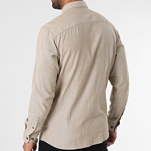 Chemise Manches Longues Classic Melange Beige Taupe