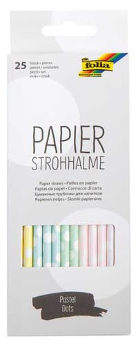 folia Papierstrohhalme Pastell Punkte 20cm