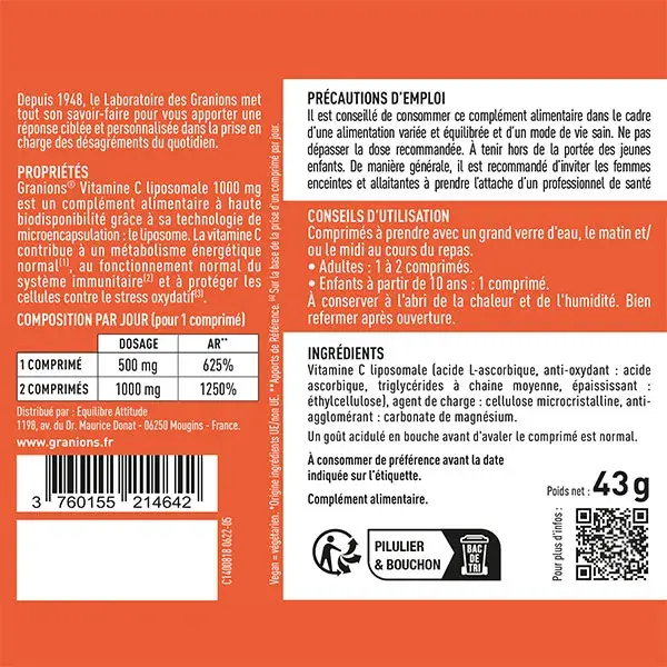 Granions Vitamina C Lipossomal 1000mg 60 comprimidos - Pacote com 2