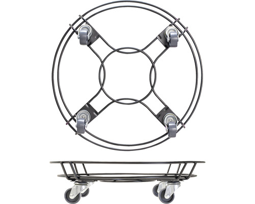 WagnerSystem plantenwagen, staal, Ø 38 cm, draagvermogen 100 kg, grijs