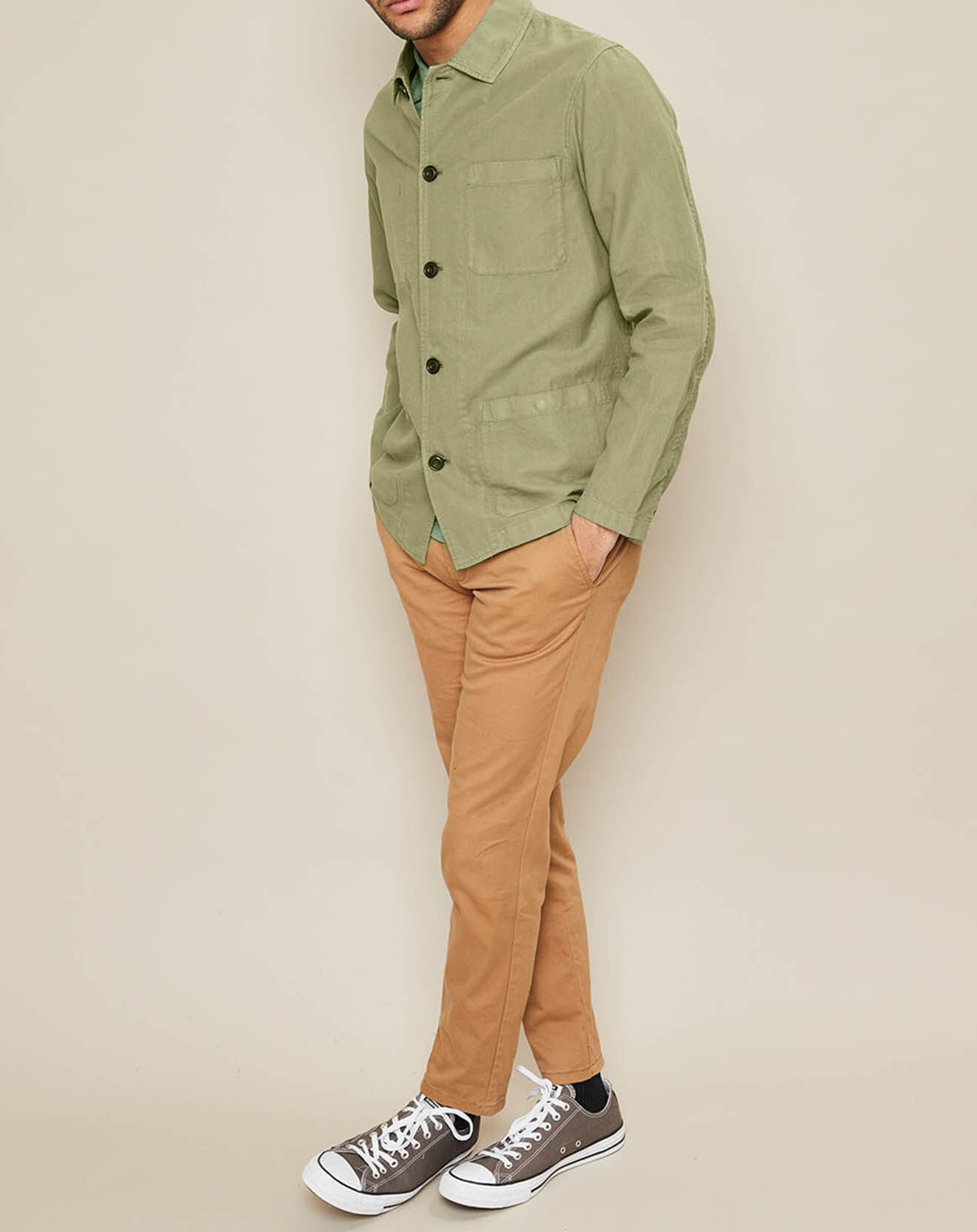 Hartford Veste en Coton & Lin Jacinto kaki