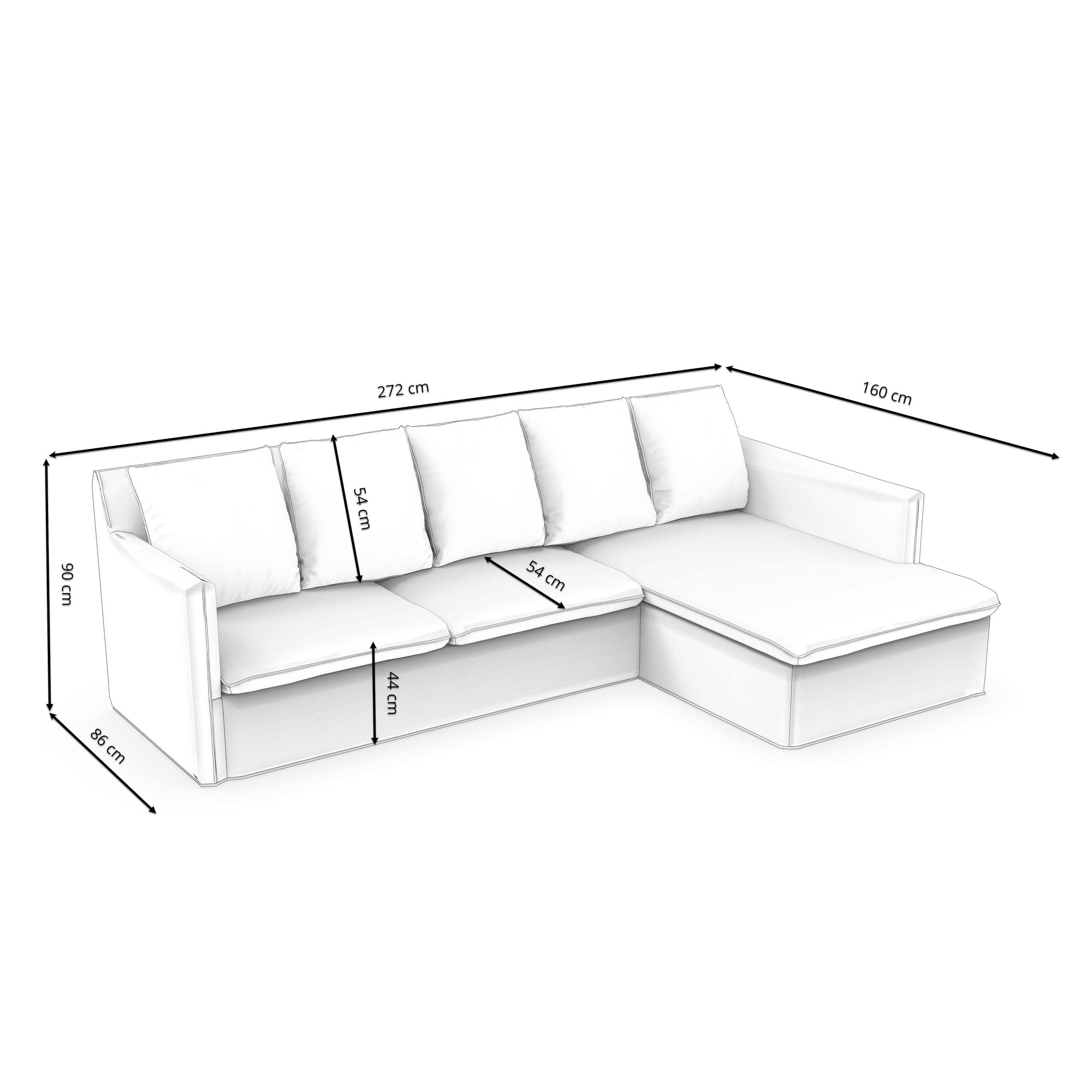 Ecksofa DINA rechts anthrazit