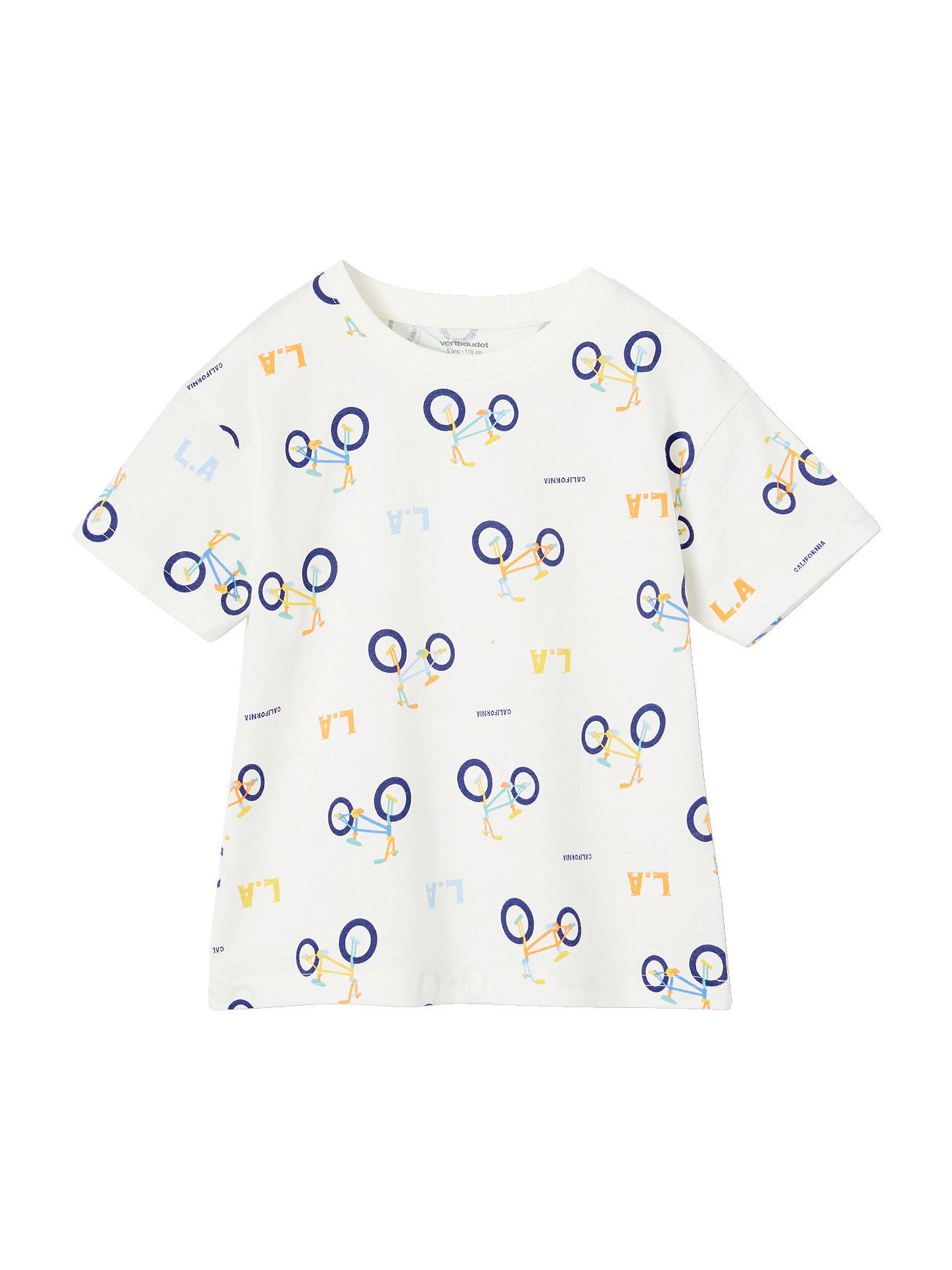 Vertbaudet Bedrucktes Jungen T-Shirt mit Recycling-Baumwolle weiß bedruckt