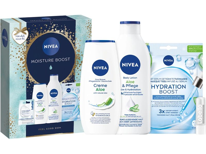 NIVEA Geschenkset Moisture Boost 2024 Feuchtigkeitsspendende Pflegeprodukte für Damen