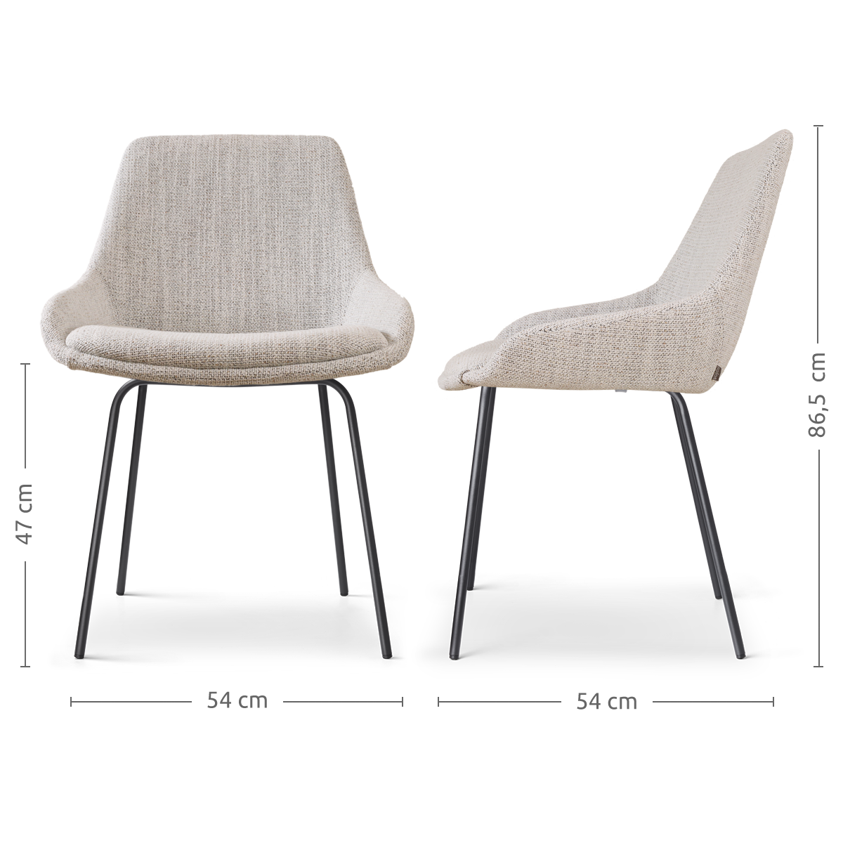 Eetkamerstoel Nora-Isa grijs beige gemêleerd - zwart