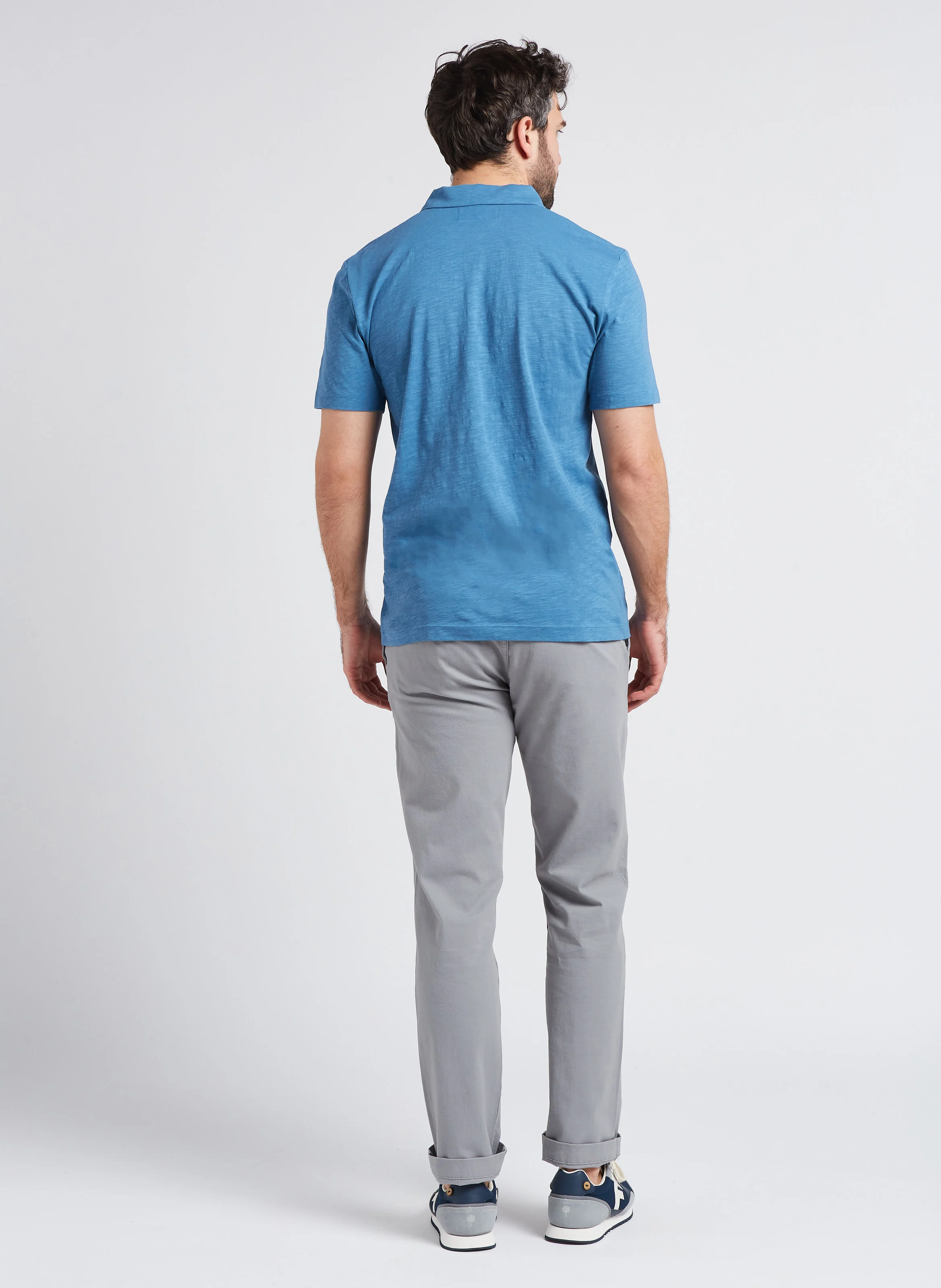 Pantalon slim en coton mélangé | Gris