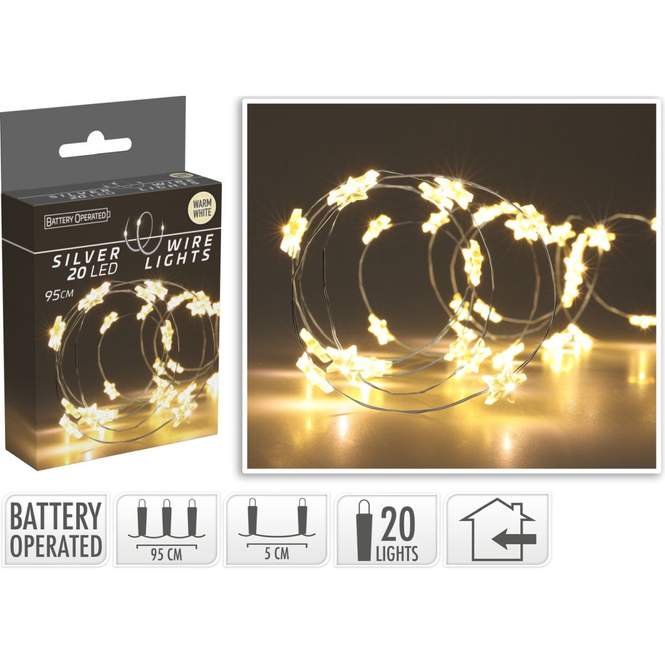 20er LED-Lichterdraht - Sterne - ca. 95 cm
