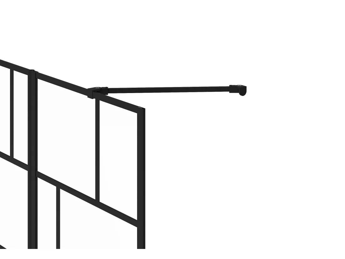 Pare baignoire noir mat au style industriel avec volet pivotant - 100 x 140 cm - OBELINI