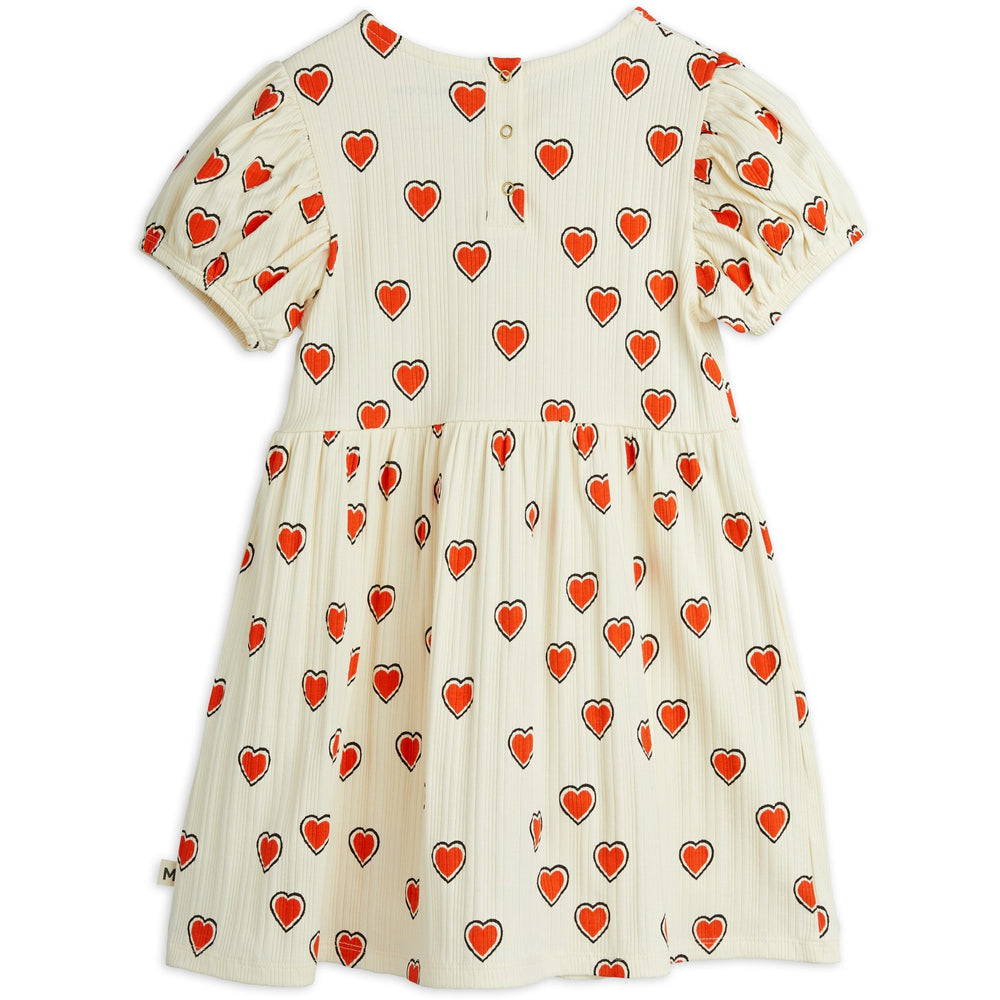 Køb Mini Rodini Offwhite Outlined Hearts AOP Kjole