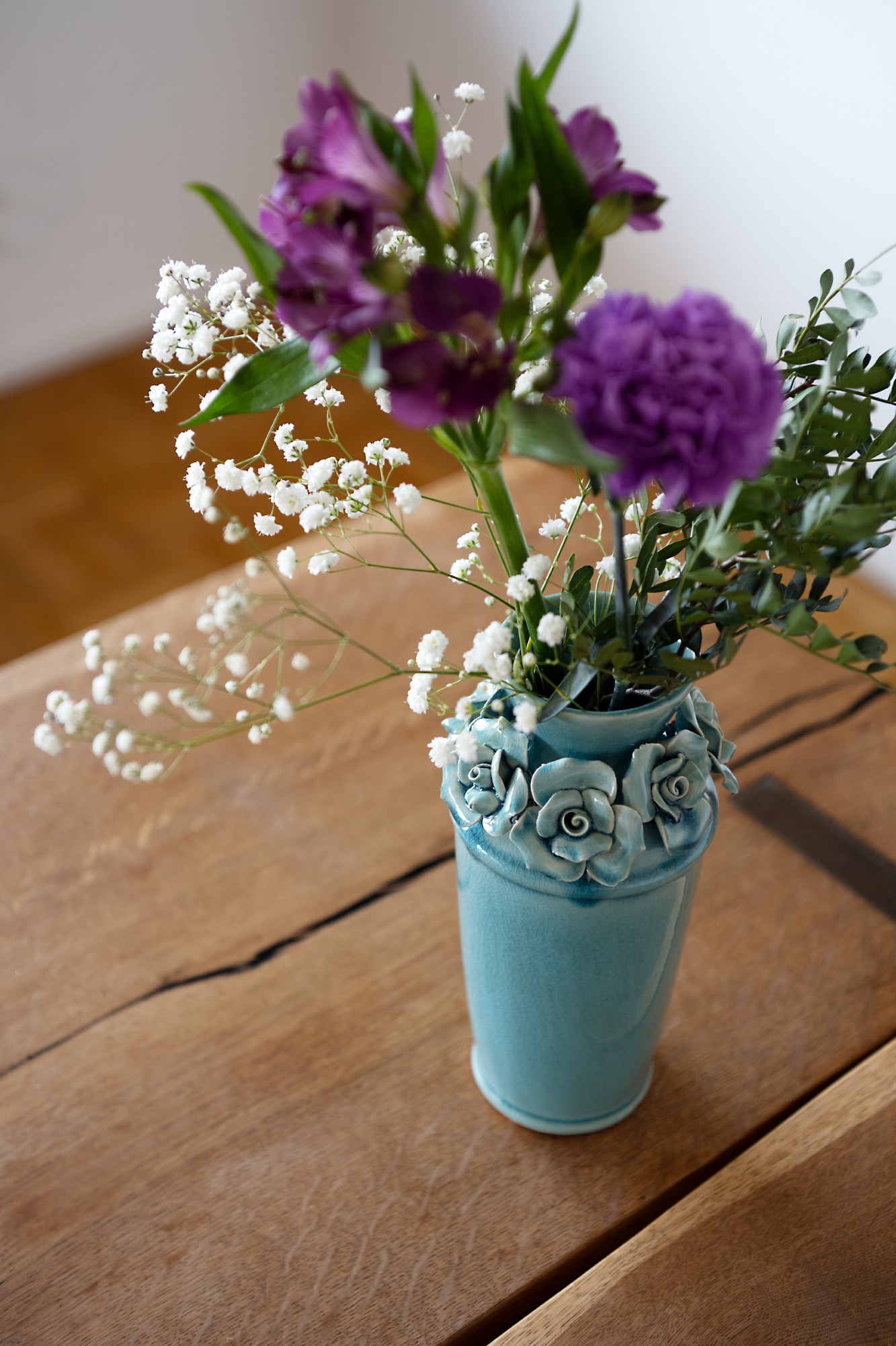 Keramikvase 'Josefine', blau, Ø 10,5 cm, H 22 cm von fischer's lagerhaus