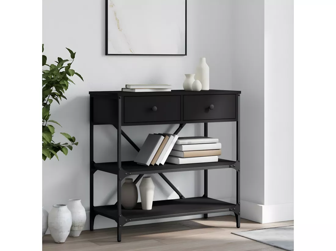 Table console noir 75x34,5x75 cm bois d'ingénierie