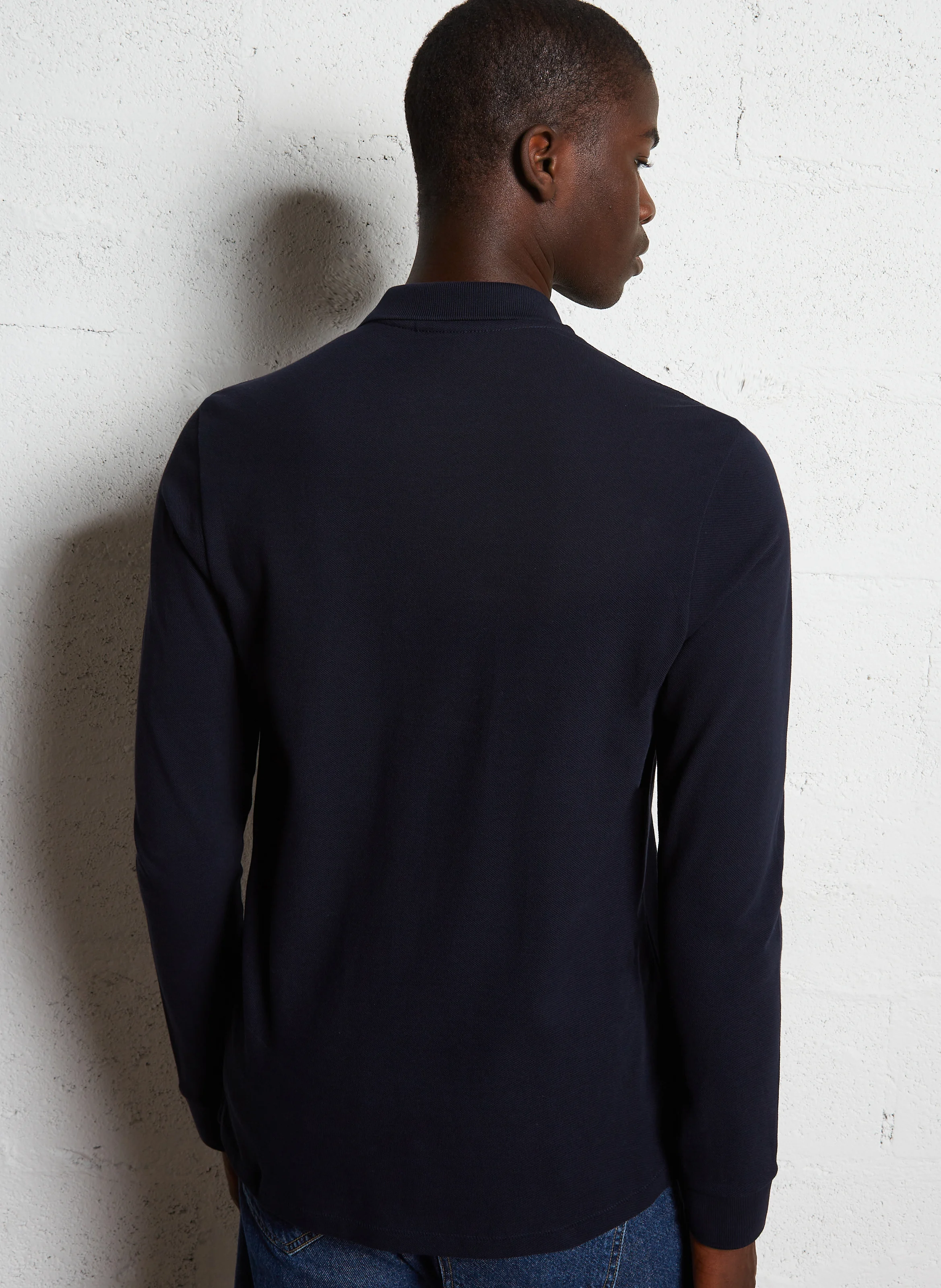 Polo manches longues en coton organique | Bleu