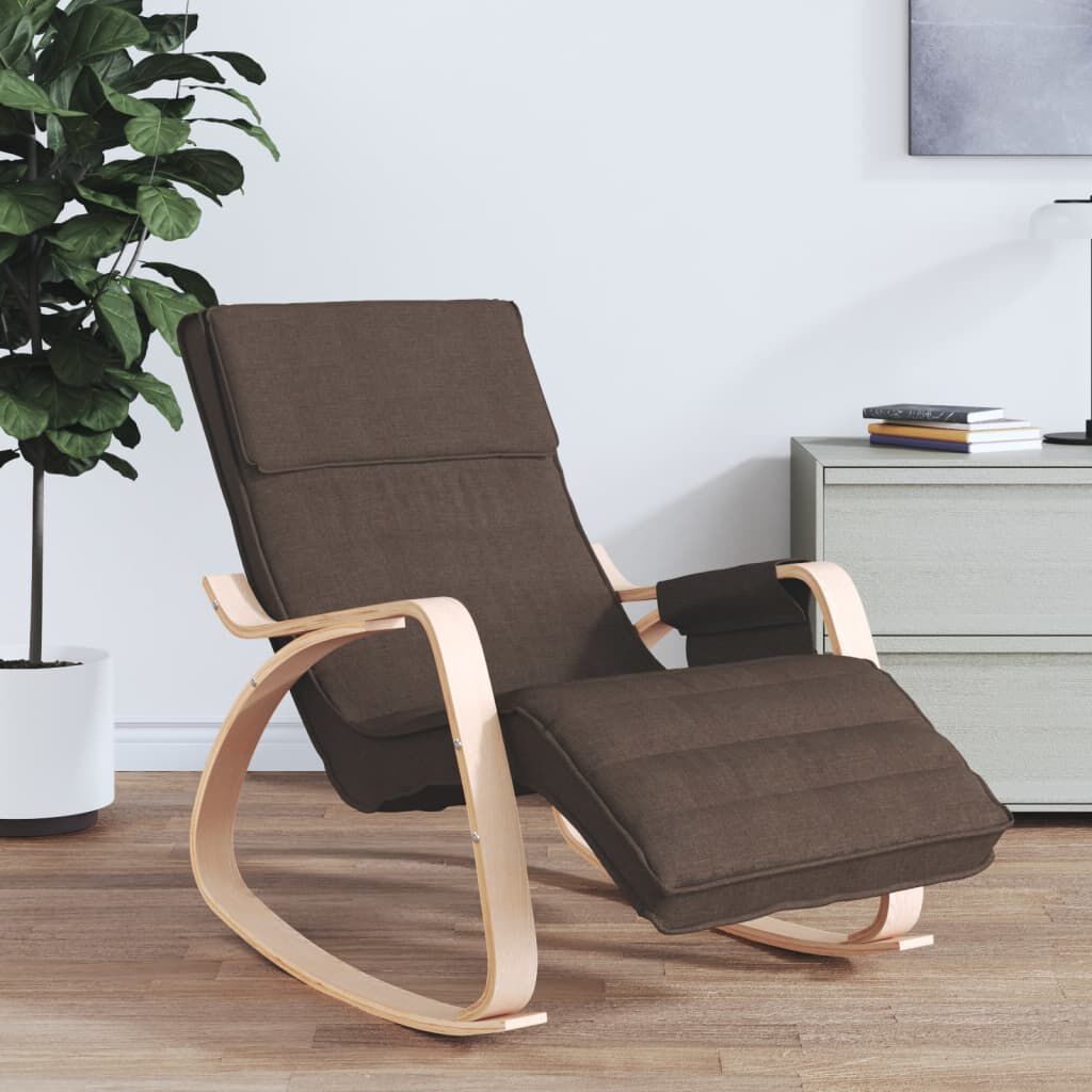 vidaXL Schommelstoel, donkerbruin, bekleed met stof