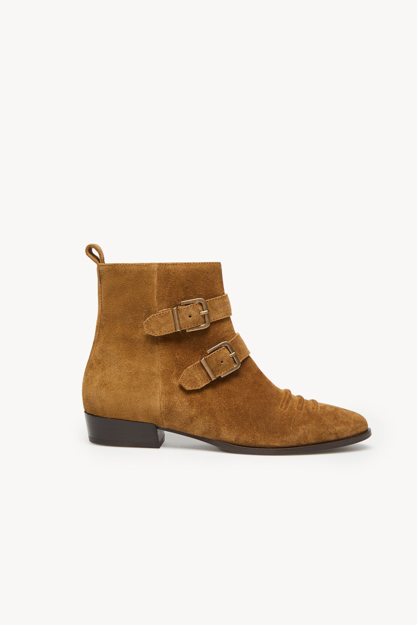 Botas de cano curto Cleo em couro - Marrom