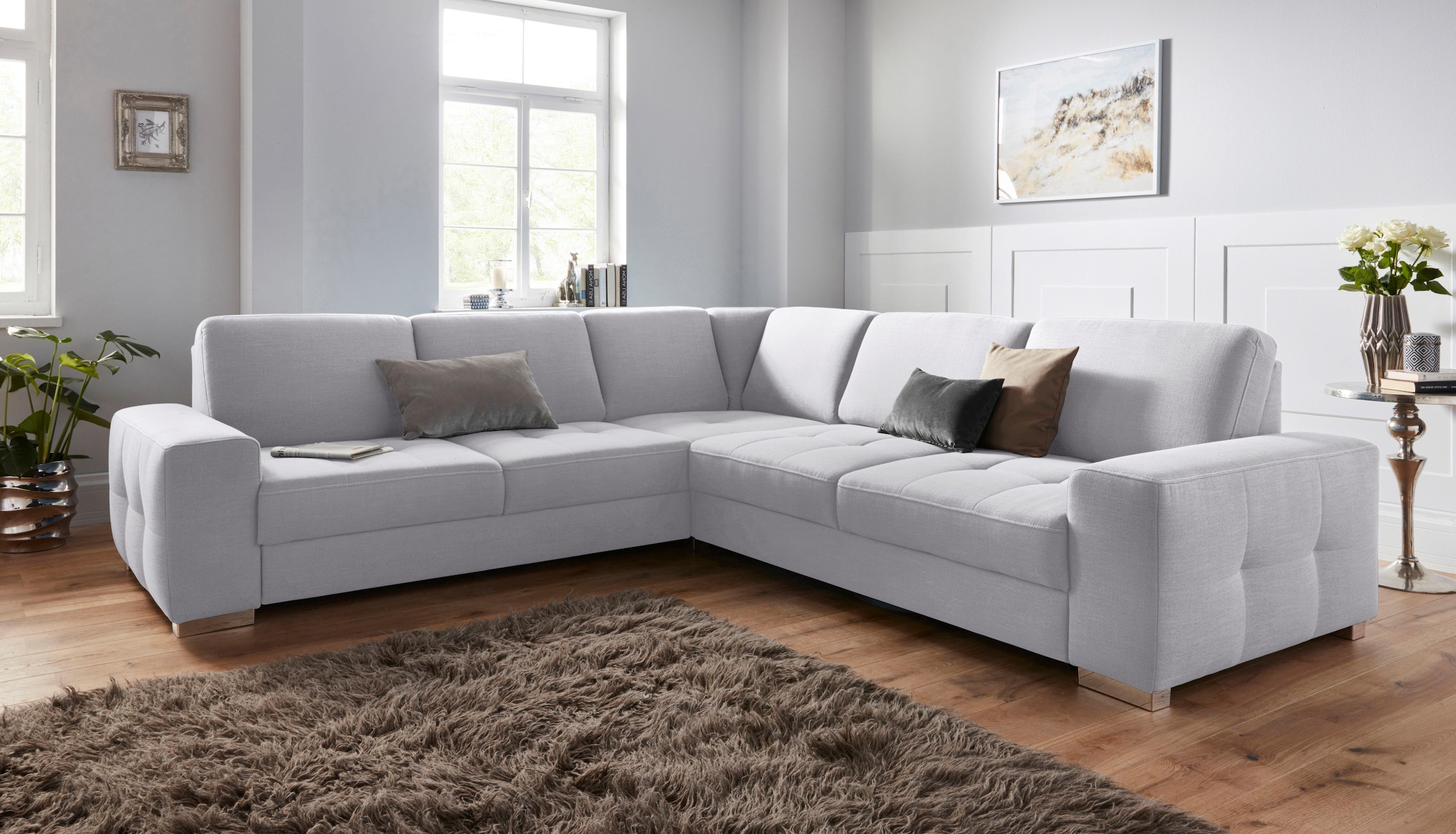 sit&more Ecksofa »Santorini L-Form« mit Federkern und Sitztiefenverstellung, wahlweise mit Bettfunktion