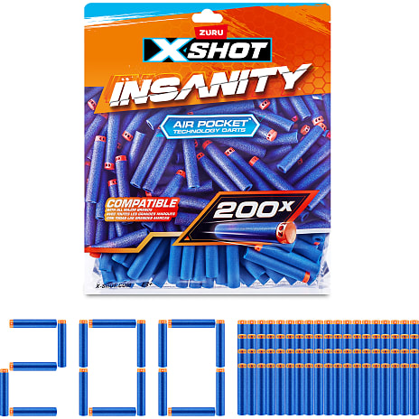 X-shot Insanity genopfyldningspakke med 200 pile