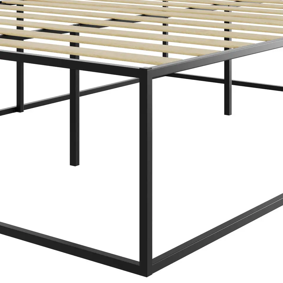 tectake Metalen bedframe Kyoto met lattenbodem, 250 kg, 140 x 200 cm, Zwart