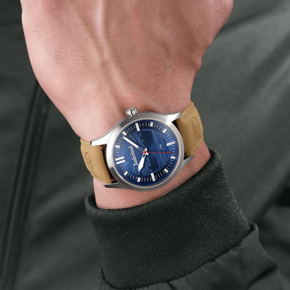 Montre Timberland Rambush cadran bleu cuir beige
