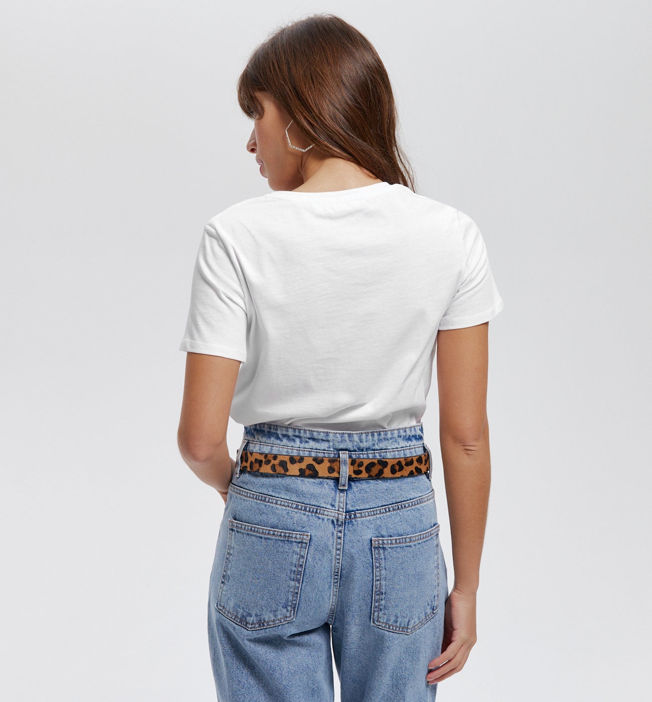 T-shirt uni col V Femme - Blanc
