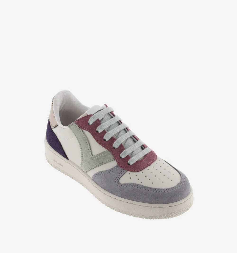 MADRID CUIR FENDU MULTICOLORE Baskets pour femmes en cuir fendu multicolore LAVANDA