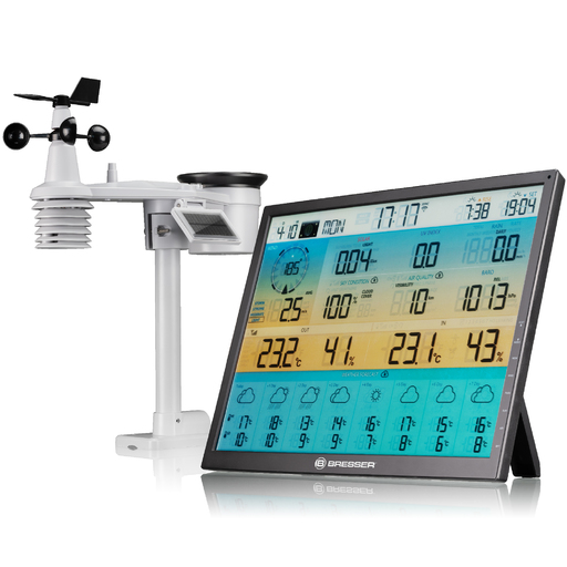 Centro meteorológico Bresser 4cast XL 7 em 1 com previsão de 8 dias e sensor solar.