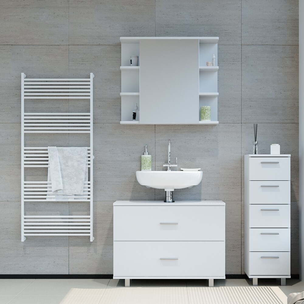 VICCO Badmöbel Set ILIAS WeißSpiegel Kommode Unterschrank Badschrank