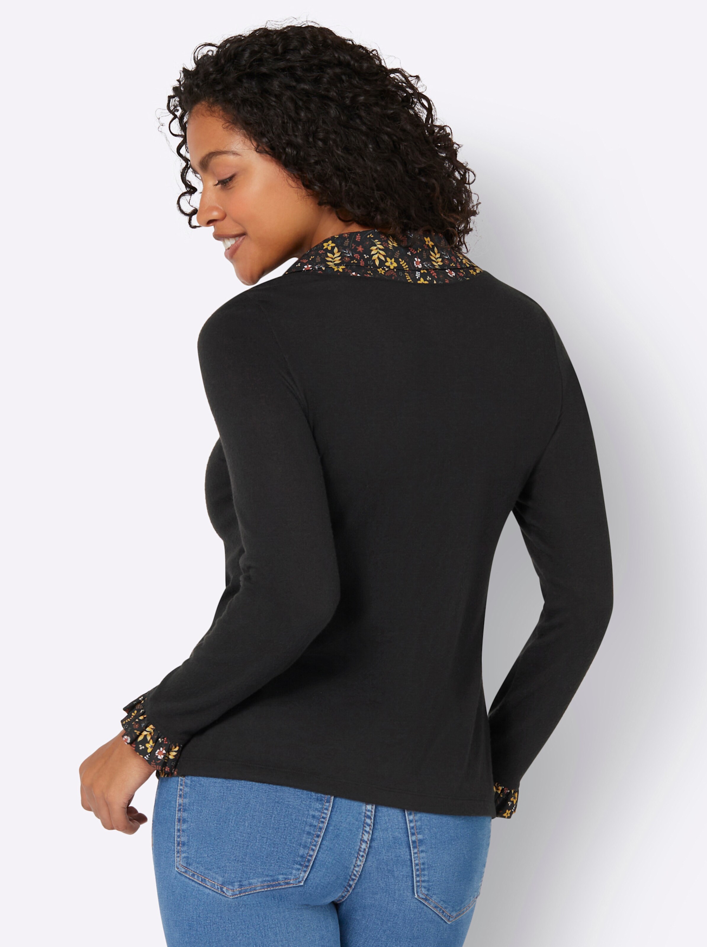 2-in-1-Shirt in schwarz
