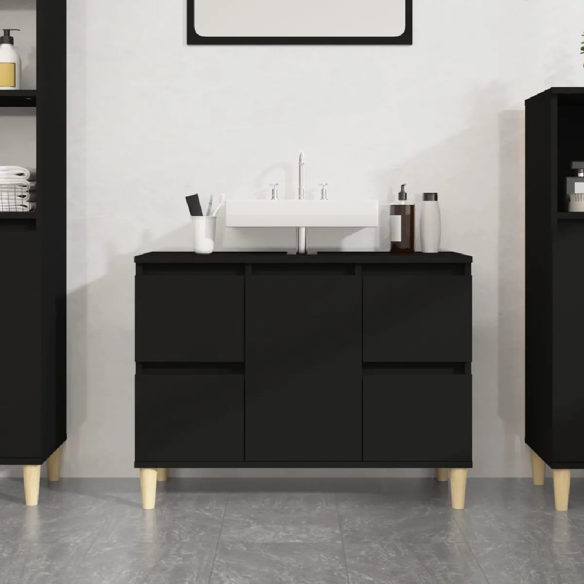 vidaXL Meuble d'évier noir 80x33x60 cm