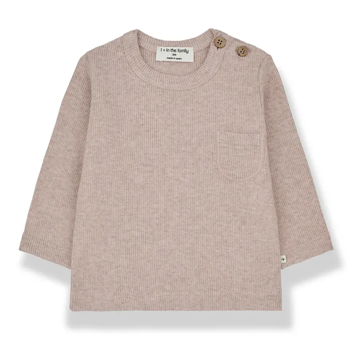 1+ in the family T-Shirt Côtelé Unai | Rose pâle