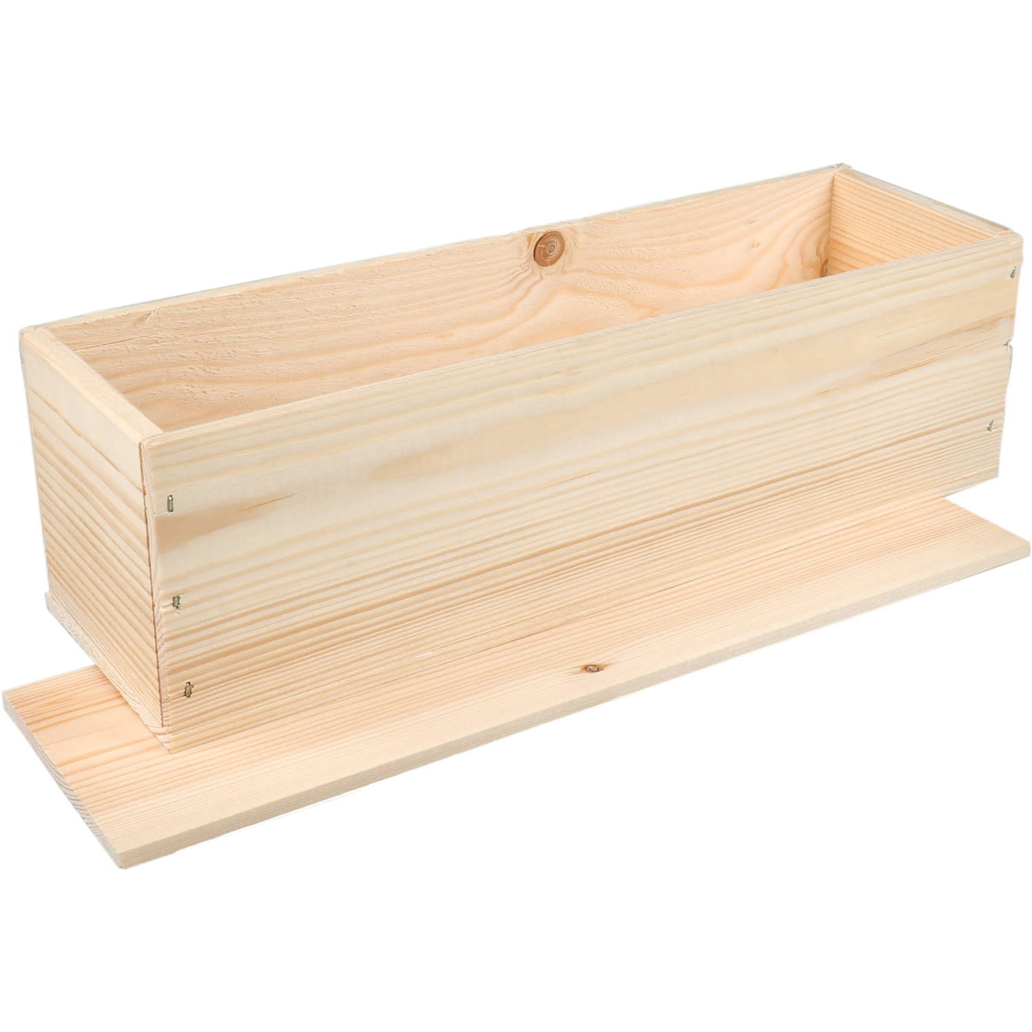 Wijnkist, 1 fles, timmerdeksel, 340x95x95mm, hout, naturel
