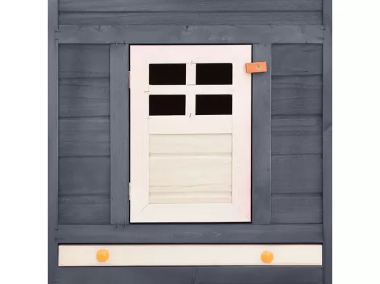 Clapier d'extérieur avec piste Gris et blanc Bois de sapin