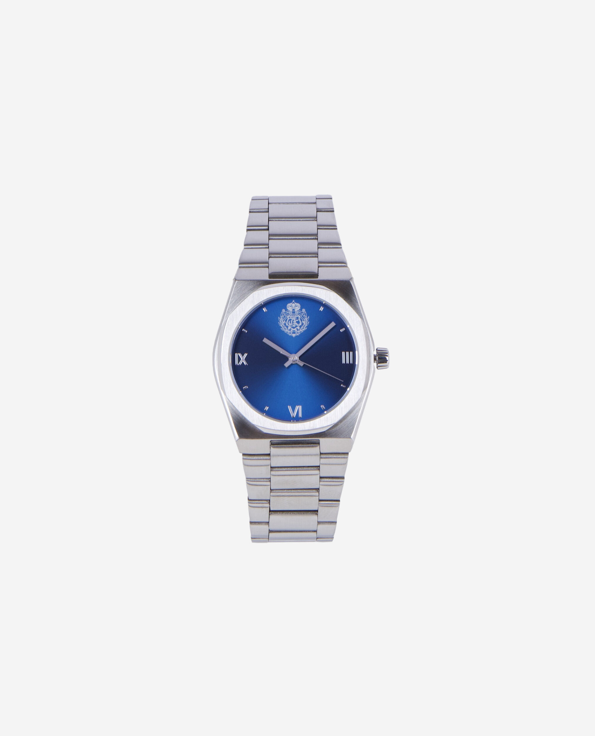 Montre avec Blazon argentée cadran bleu