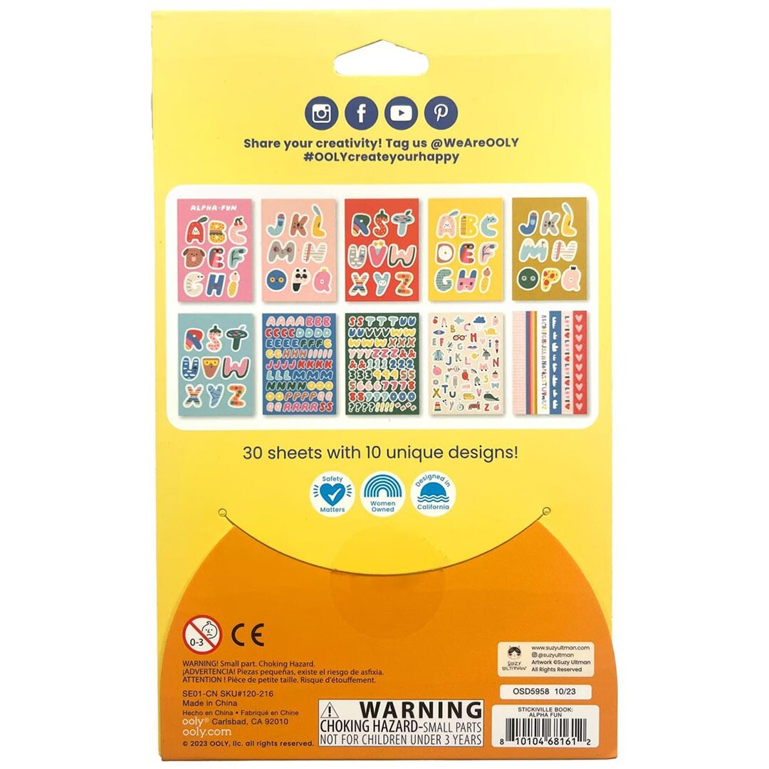 Ooly stickerboek stickiville x suzy - alphabet