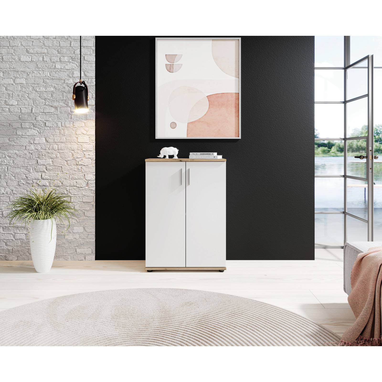 Kommode Leon Dekor Eiche Evoke weiss 60 x 84 x 35 cm