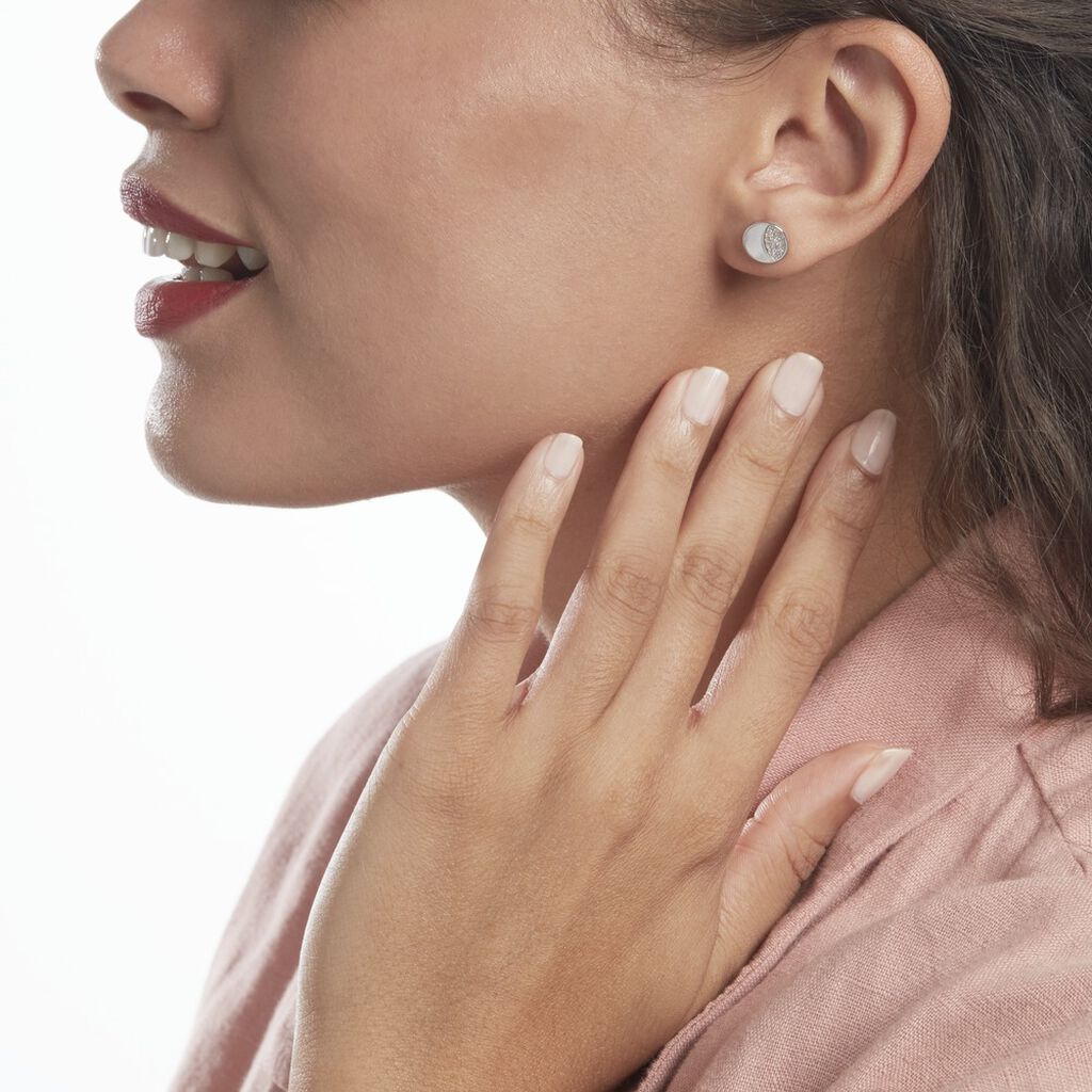 Boucles D'oreilles Puces Argent Blanc Haile Oxydes De Zirconium