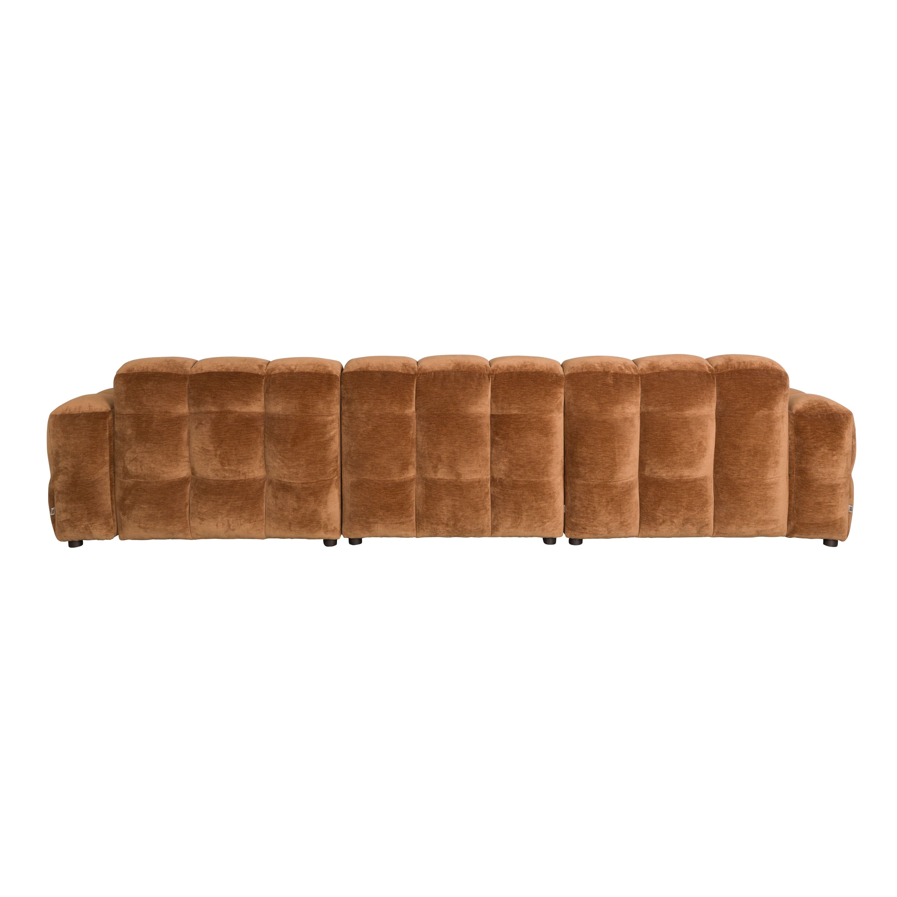 Dutchbone Hackman 4,5-zitsbank Velours Cognac Bruin