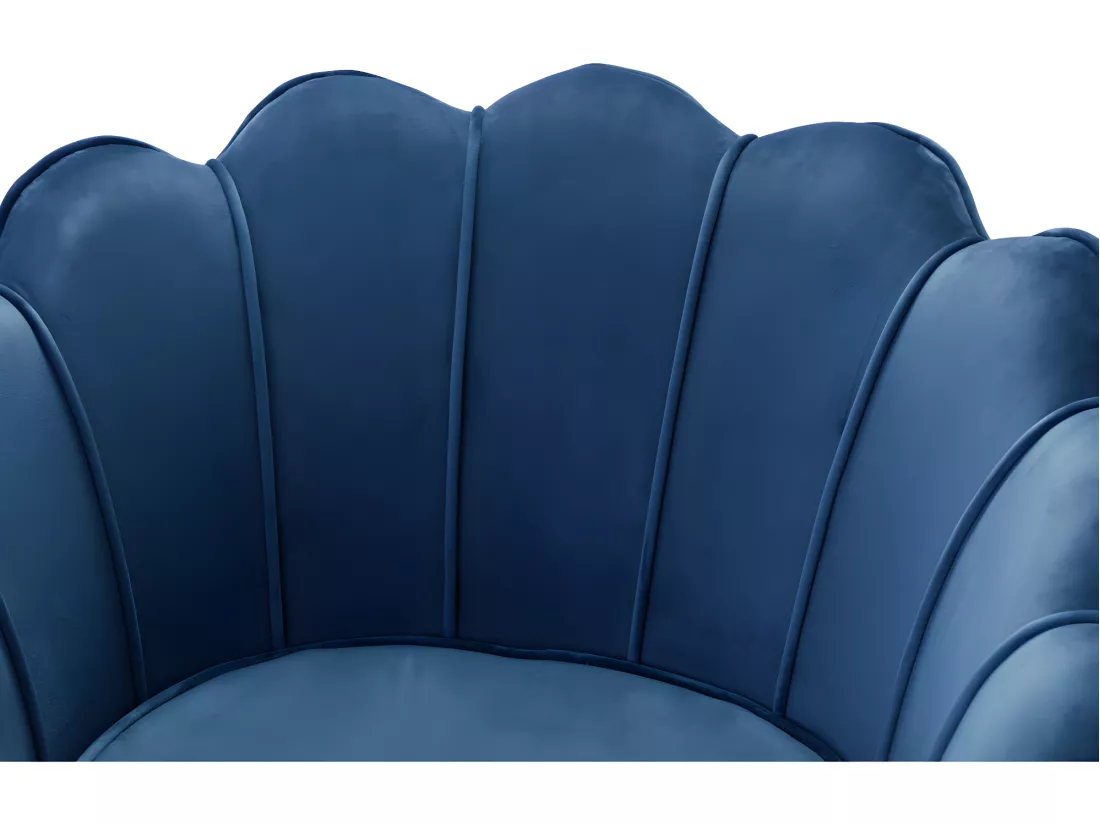 Canapé 2 places et fauteuil coquillage en velours bleu nuit DANDELION de Pascal Morabito