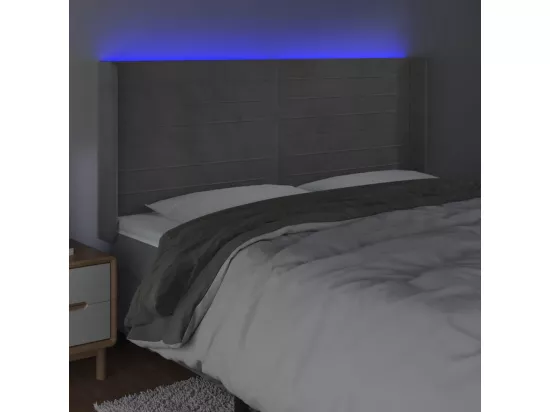Tête de lit à LED Gris clair 203x16x118/128 cm Velours