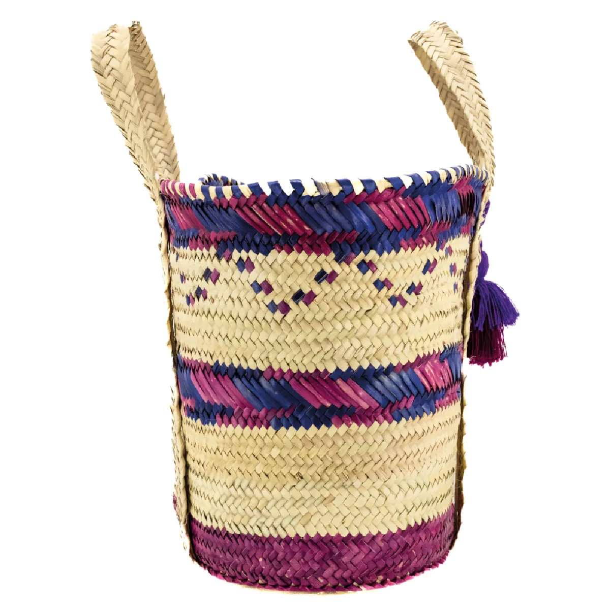 Aubry Gaspard Sac en palmier naturel et coloré